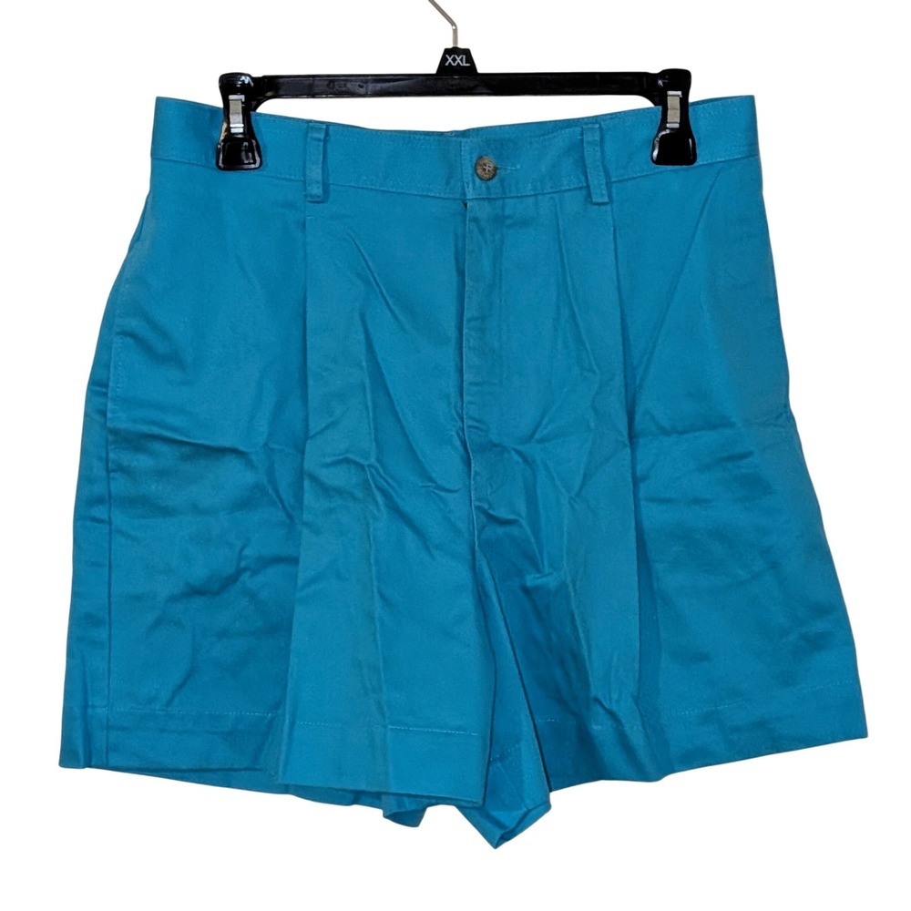 Lizsport Liz Claiborne Turquoise Golf Pleated Cotton Shorts Size 12 80's VTG NEW
